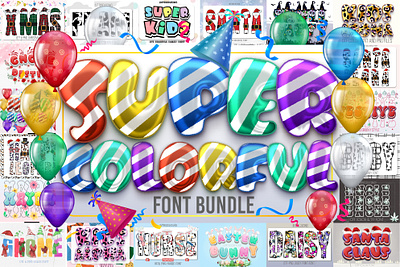 Super Colorful Font Bundle fun letterforms