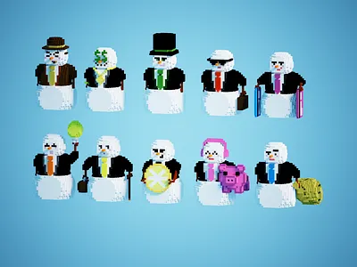 Voxel snowmen businessmen businessmen snowen voxel art