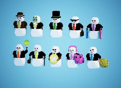 Voxel snowmen businessmen businessmen snowen voxel art