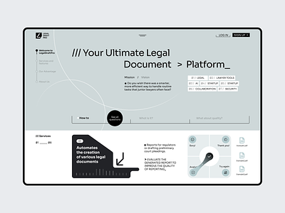 Legal Services Automation Website business optimization corporate services document automation documents automation interface juriscdiction landing page law law tech legal services legar services website legislation residency saas landing page social startup website tax ui ux web design workflow