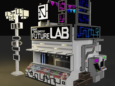 Voxel futuristic market stand 3d animation game art graphic design magicavoxel market stand shop voxel art