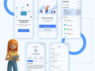 Recruitment Mobile App graphic design recruitment mobile app ui