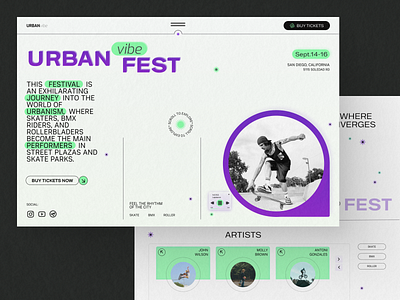 UI hero screen| Events | Urban Fest event landing ui web design