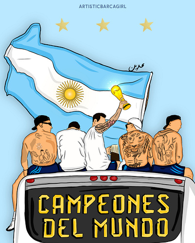 campeon del mundo argentina art digitalart fifaworldcup football footballillustration messi