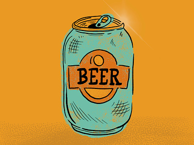 Beer Can Illustration beer can hand drawn illustration retro textures vintage