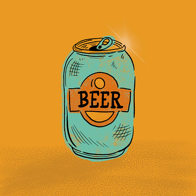 Beer Can Illustration beer can hand drawn illustration retro textures vintage