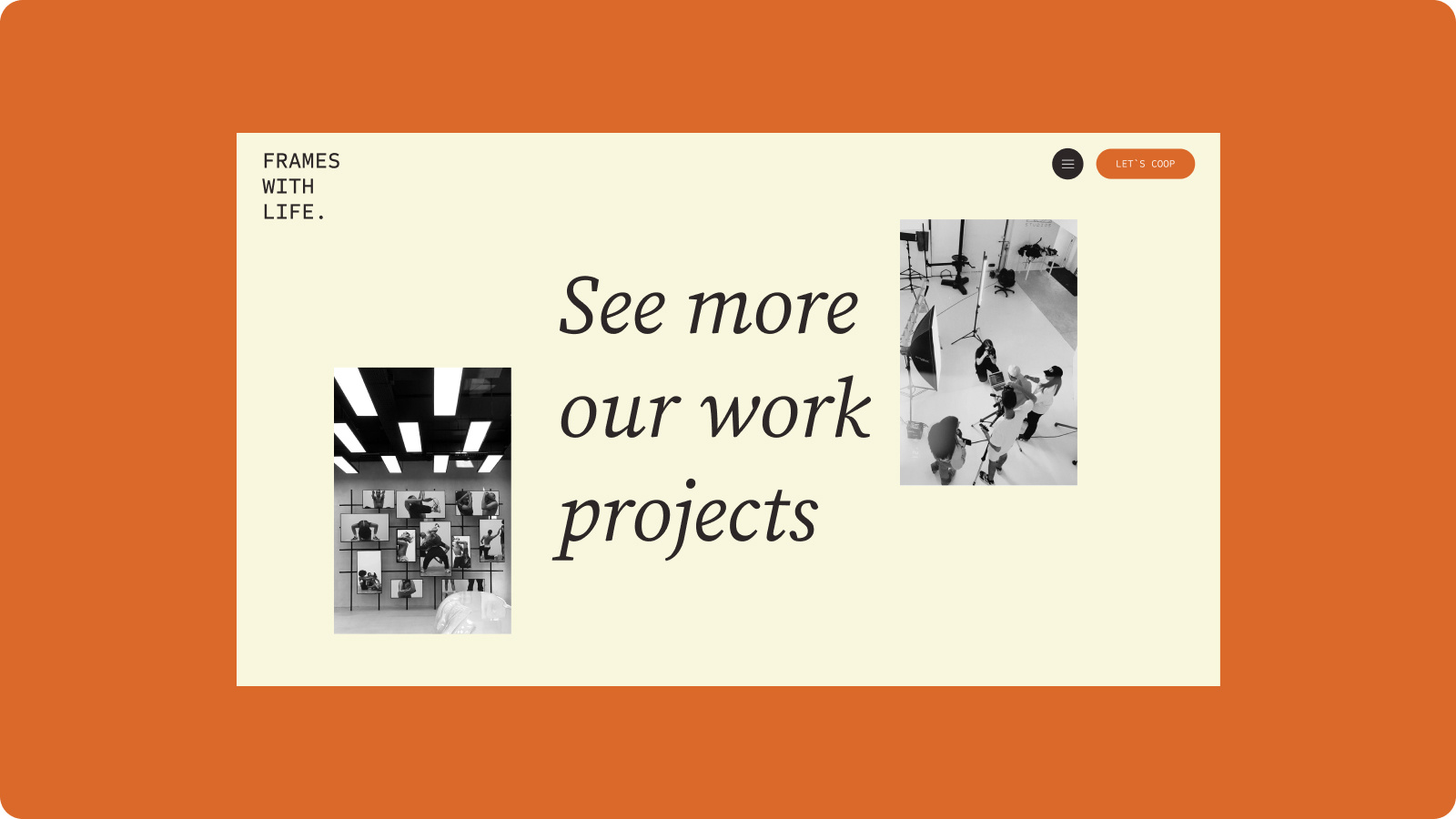 First screen concept for photoshoot team animation figma ui ux web design