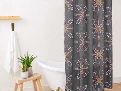 Colorful Explosion Shower Curtain design findyourthing gift graphic design mandala pattern print product product design redbubble shower curtain