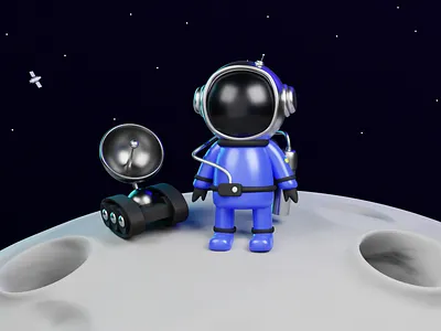 Space Illustration 3d 3d art 3d illustration 3d modeling 3d space astro astronaut blender branding character cute character design illustration mobile moon planet render space ukraine web design