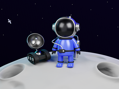 3D Space Illustration 3d 3d art 3d illustration 3d modeling 3d space astro astronaut blender branding character cute character design illustration mobile moon planet render space ukraine web design