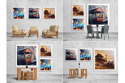 Art Wall Mock-Ups 3d art artist design frame graphic design mockup mockups poster room square table wall wallpaper