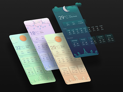 Weather app 3d app glass glassmorphism illustration ui weather