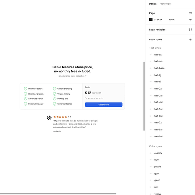 Responsive Pricing Component in Figma auto layout components cta design elements design system figma interface pricing ui ui kit ux variables