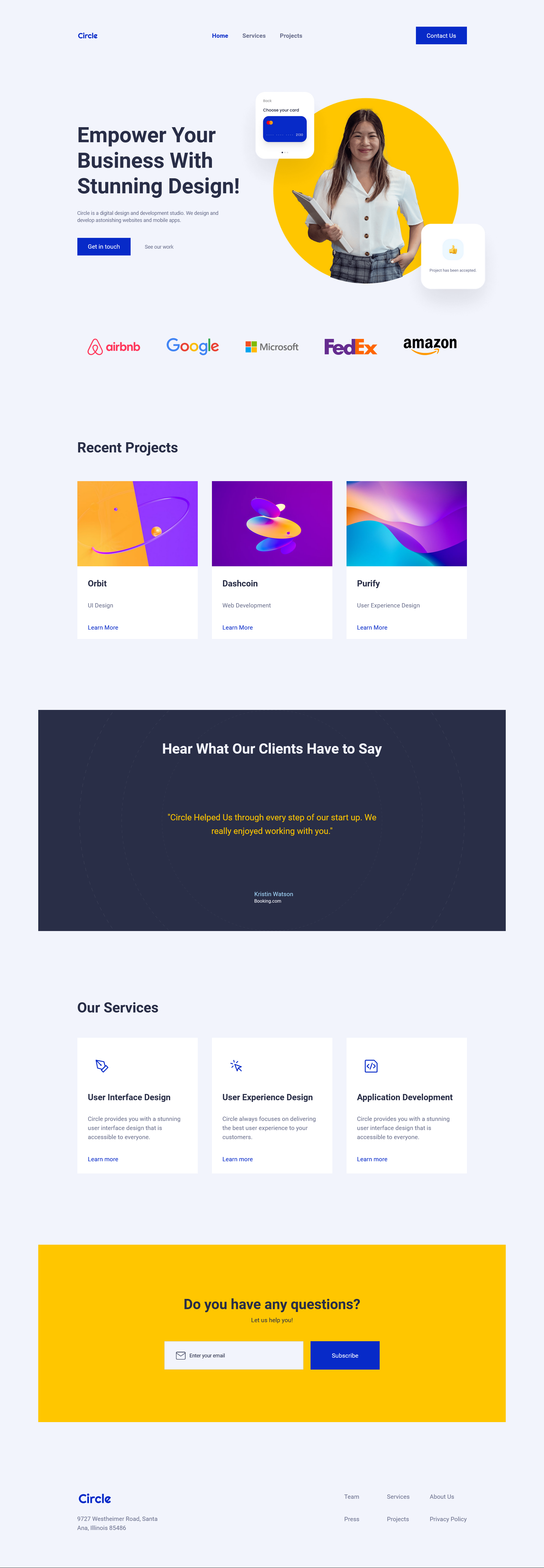 Circle Landing Page design landing page ui