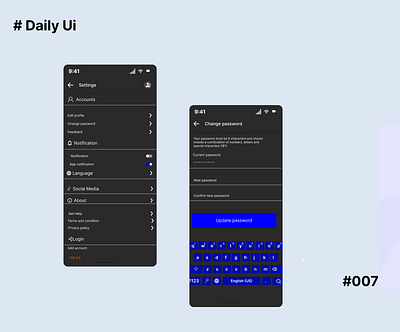 Settings page