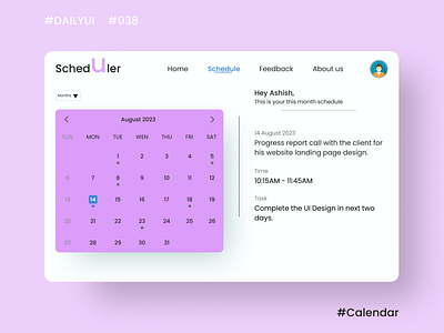 DailyUI, Day038 - Calendar calendar dailyui dailyuichallenge day038 design dontstoplearning figma keepgoing learning uidesign uiuxdesigner