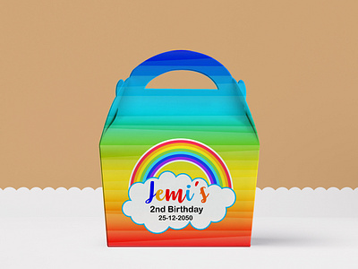 Various Rainbow Personalized Children Party Boxes Gift birthday gift box birthday party box box branding creative design design gift box gift bug graphic design illustration party box print design vector