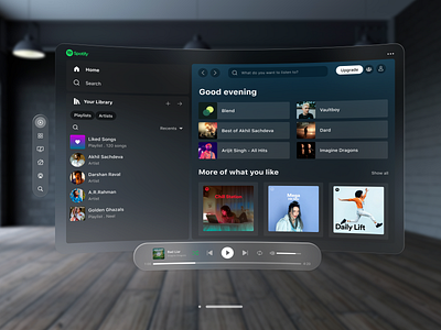 Spotify - Vision Pro app design apple apple vision pro product design spotify spotify vision pro ui ui design ui ux ux ux design virtual reality vr