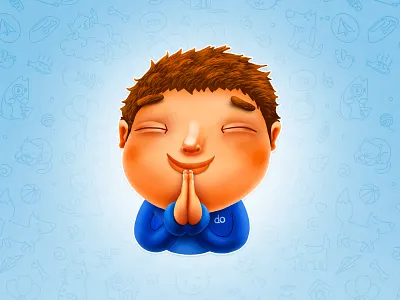 Namaste Stickerboy cartoon character children emoji illustration namaste smile sticker telegram thanks