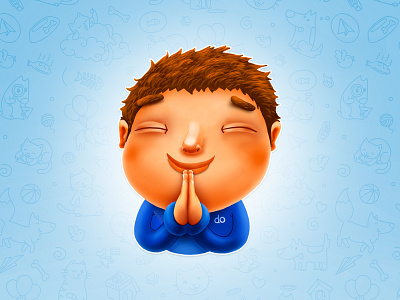 Namaste Stickerboy cartoon character children emoji illustration namaste smile sticker telegram thanks