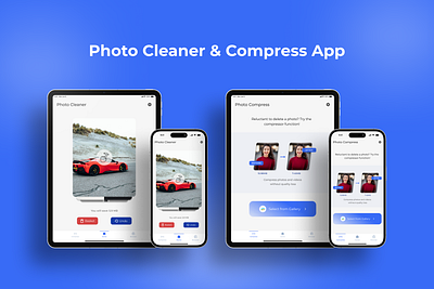 Photo Cleaner & Compress Responsive iOS App Design app design figma ios app design photo app responsive design ui uiux ux ux design