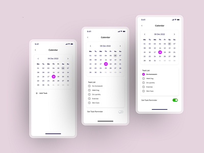 Mobile App Design: Task Reminder App app app design clean design illustration ios ios app design ios mobile app management app productivity task reminder app ui ux