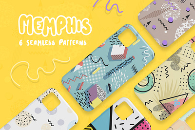 Abstract Memphis Seamless Patterns abstract background colorful doodle endless funny geometric illustration memphis pattern pop seamless vector wallpaper