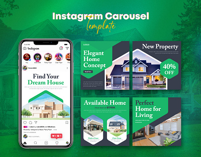Real State Instagram carousel template advertising branding graphic design home sale banner instagram carousel instagram post instagram storis real state real state flyer social banner social media social media banner social media pack social media post template
