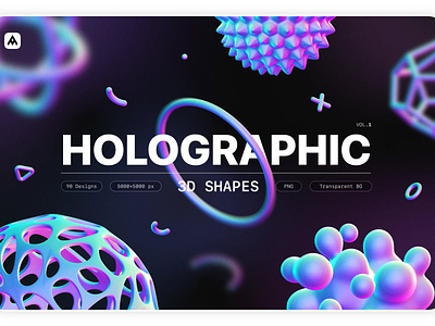 Holographic 3D shapes collection