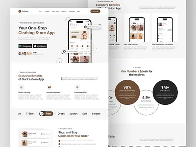 E-Commerce App/ Fashion Store App Landing Page in Figma app app landing page clothing store design ecommerce app landing page faashion figma figma designer figma web designer landing page landingpage ui usa ux web web designer web designer in usa web developer website website design