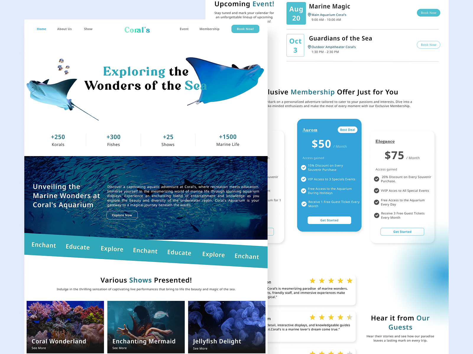 Coral's | Aquariums Website🐳 by Jovita Edgina on Dribbble