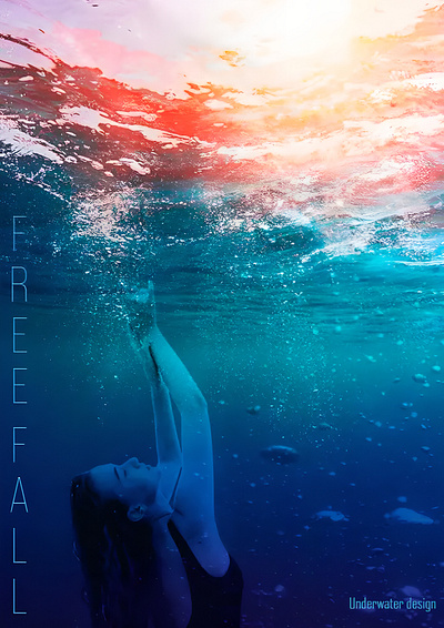 Freefall beautiful beauty clear design fall graphic design illustration modern photoshop poster posterdesign stylish water