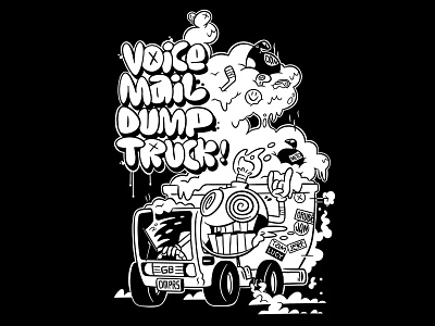 Giantbomb - Voicemail Dumptruck Shirt apperal blake stevenson bomb cartoon character design cute design garbage grafitti illustration jetpacks and rollerskates logo retro shirt street wear ui
