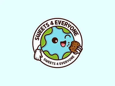 Sweets 4 Everyone adorable baking brand identity branding character cookie cookies logo cute designer earth eating food fun logo logo designer logos mascot mascot design playful world