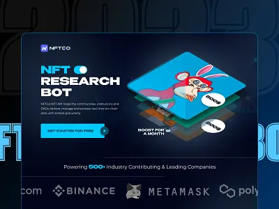 NFTGO - research BOT 3d abstract branding colors design graphic design landing page landingpage nft productdesign ui ux web3 wow