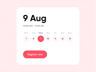 Event date branding button calendar card contrast date day design event landing month product session soon stream time ui upcoming webinar week