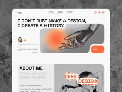 Web designer portfolio site [concept] creativeui design design inspiration designui digitaldesign dribbbledesign dribbbleui interaction design interface main screen minimalism portfolio ui uidesigner uiux design user interface web design