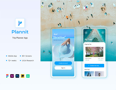 Plannit (Trip Planner App ) adobexdmobileapp figmamobileappcasestudy iosappcasestudy mobileappmockup tripplanningappcasestudy tripplanningmobileapp ui uiuxcasestudyfigma ux