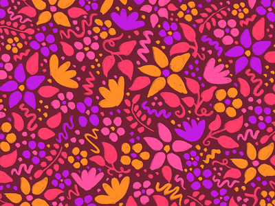 Vibrant Florals bright colorful drawing floral flowers illustration pattern patterns procreate spring summer tropical vibrant vines