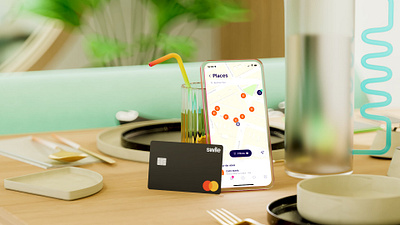 Wooow! 3d animation app card cinema4d design glass interface lunch map mobile motion graphics payment redshift restaurant rotation smatphone table ui wallet