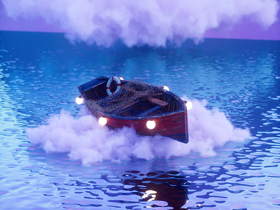 ☁️ In the clouds🔮🛶 3d 3d animation animation blender blue boat c4d cinema4d clouds design houdini illustration motion motion design octane purple redshift sea vdb water
