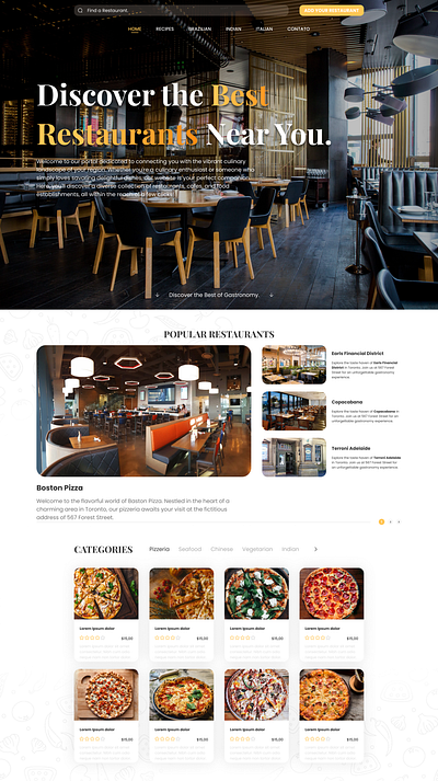 Home page - Restaurant site delivery e commerce food graphic design restaurant ui ux