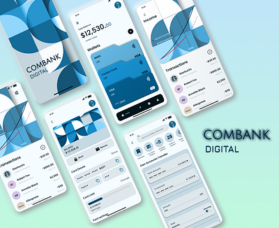 Re-design concept for a commercial bank's online banking app. banking app ui combank digital commercial bank figma mobile app ui online banking app ui