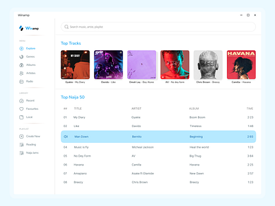 Winamp - Music Player dashboard design desktop ui uidesign