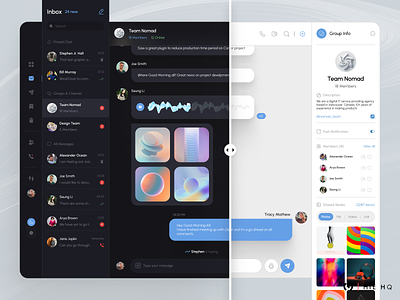 Messenger App chatbot chatbox dark and light theme dark mode dashboard ios light mode mail mailbox message message app team chat webapp
