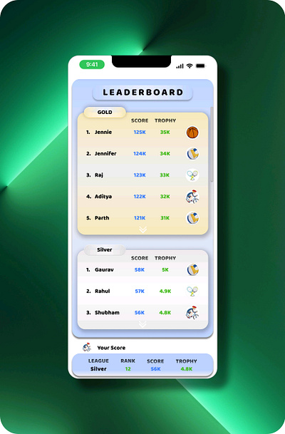 Day#19: Leaderboard app design graphic design illustration typography ui