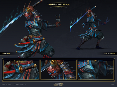 Samurai Oni Ninja 2d art cgi character character concept character design concept concept art digital 2d digital art fantasy game game art game of heroes gamepack illustration legendary mobile games samurai sci fi