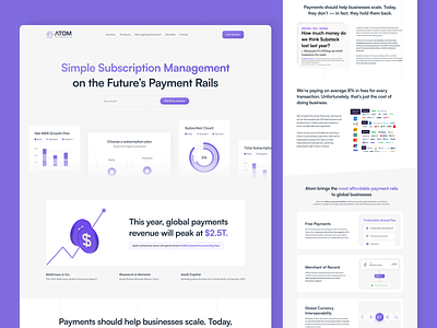 Atom Payments - Investor UI UX Landing Page clean design crypto landing page crypto website financial landing page financial website landing page landing page design product design saas saas landing page saas product saas website stripe landing page stripe website subscription landing page subscription website ui ui design ui landing page ui ux design