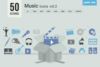 Music Glyph Icons V2 design readytouse vector