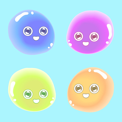 cute slime simple bubble kawaii branding design flat design graphic design illustration logo ui vector